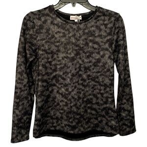 Agree2Disagree Girls Sz L Brushstroke Black Gray Print Long Sleeve Tee Top NEW